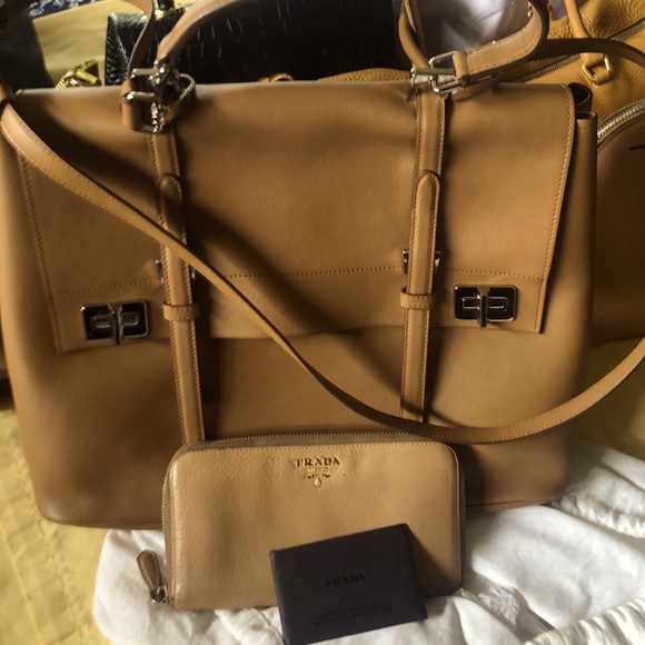 Prada Handbags - Prada nude/tan color very soft leather and with matching wallet tan leather.